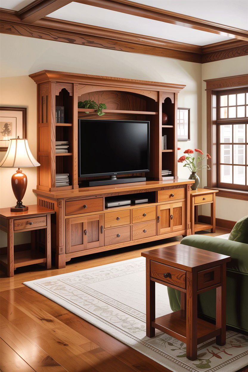 Craftsman Living Room With Quartersawn Oak Furniture - 30 living room Craftsman furniture ideas