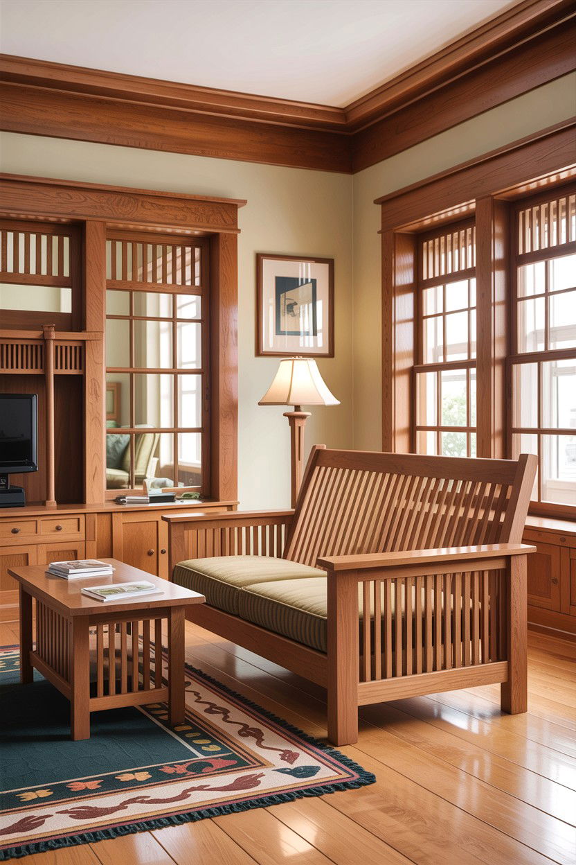 Craftsman Living Room With Slatted Wood Details - 30 living room Craftsman furniture ideas