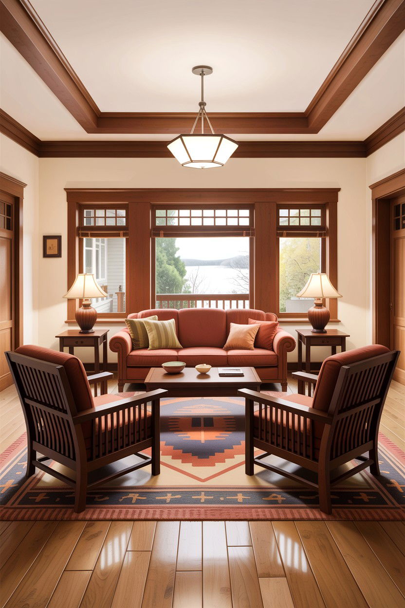 Craftsman Living Room With Symmetrical Furniture Layout - 30 living room Craftsman furniture ideas