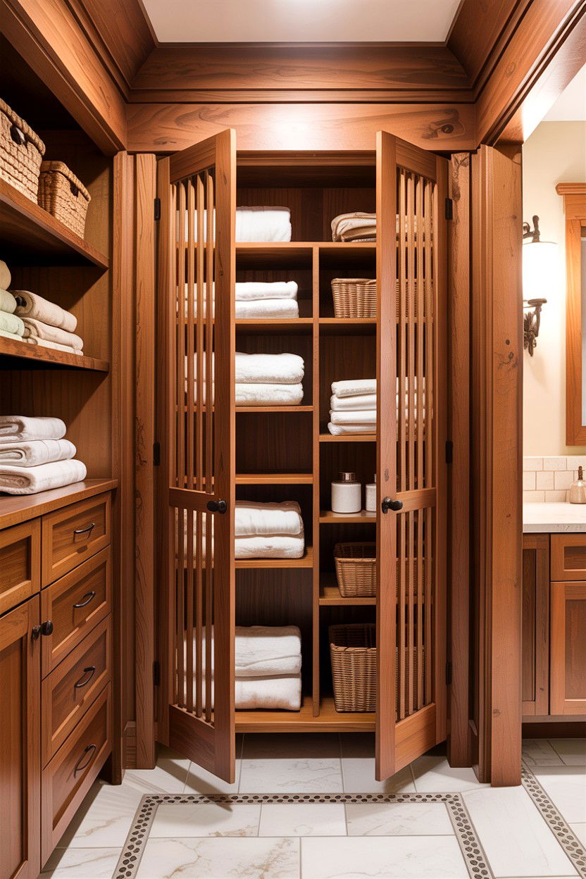 Craftsman linen closet - 30 craftsman bathroom ideas