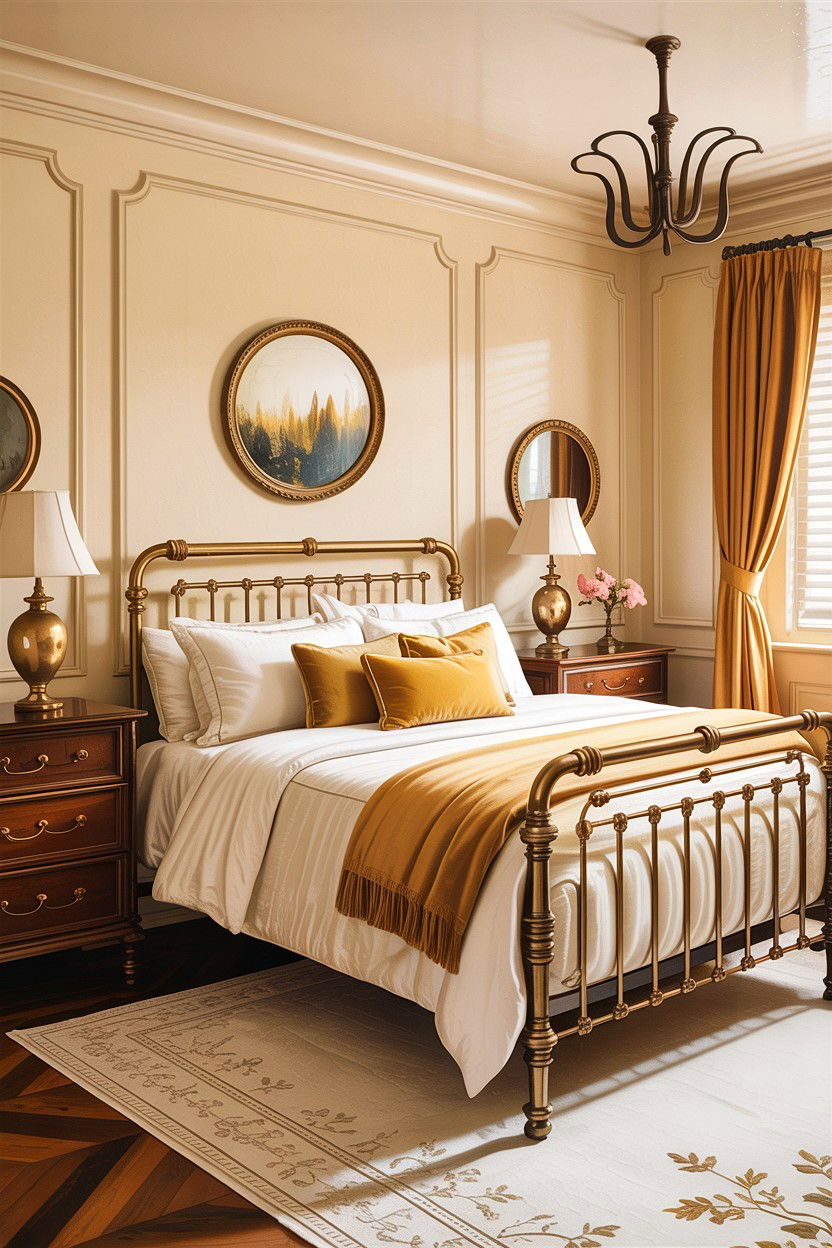 Cream Bedroom With Brass Accents - 30 traditional cream bedroom ideas