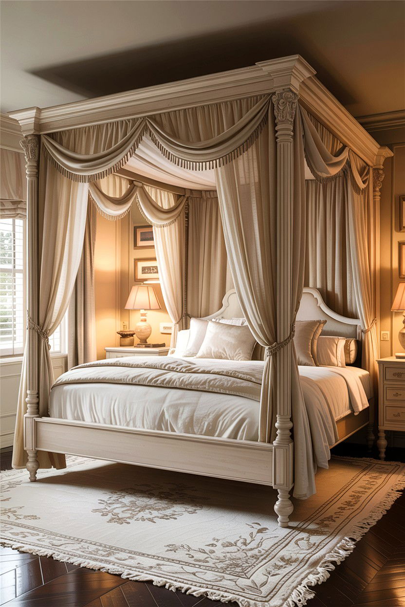 Cream Bedroom With Canopy Bed - 30 traditional cream bedroom ideas