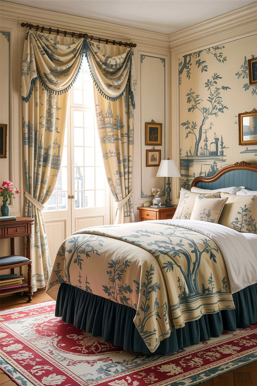 Cream Bedroom With Toile Fabric - 30 traditional cream bedroom ideas