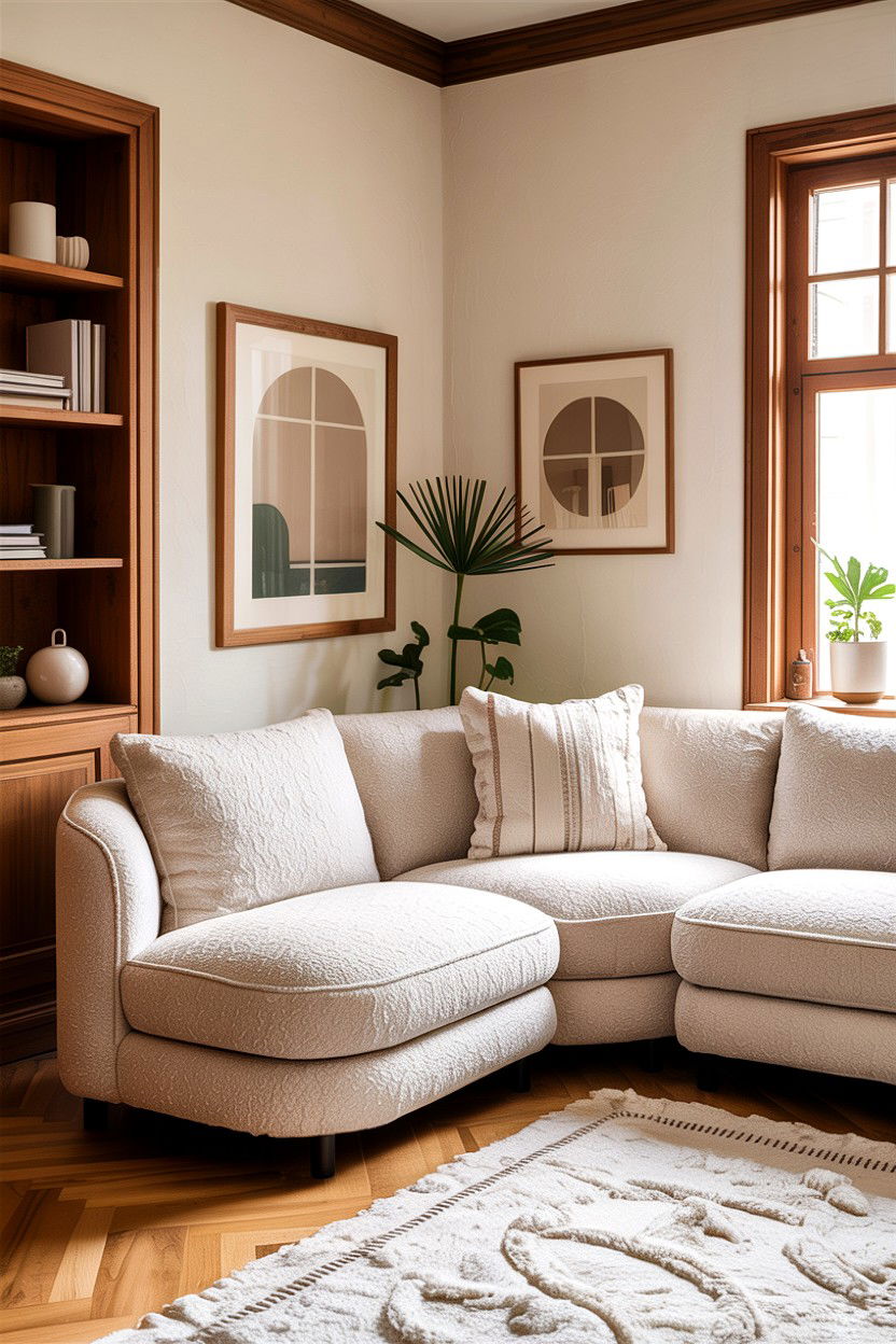 Cream Boucle Sectional Couch - 30 living room corner sofa ideas