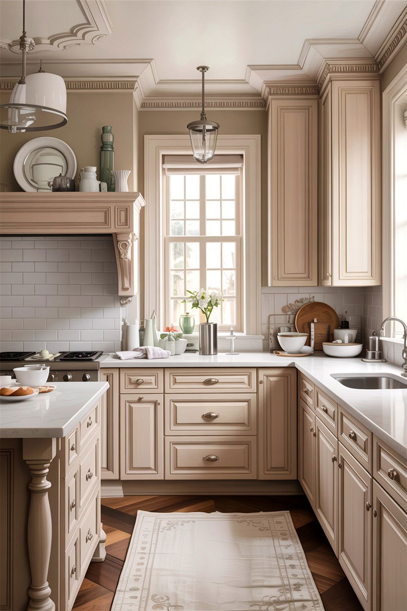 Cream Cabinets White Quartz Countertops - 30 tan and white kitchen ideas