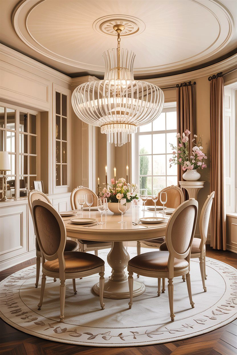 Cream Dining Room With Chandelier - 30 warm cream dining room ideas
