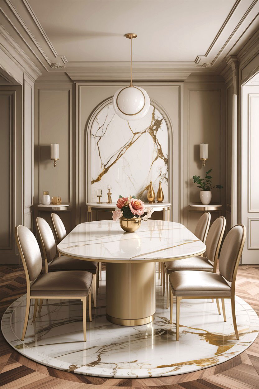 Cream Dining Room With Marble Table - 30 warm cream dining room ideas