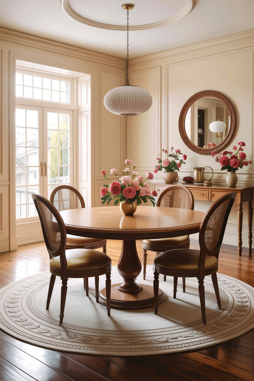 Cream Dining Room With Round Table - 30 warm cream dining room ideas