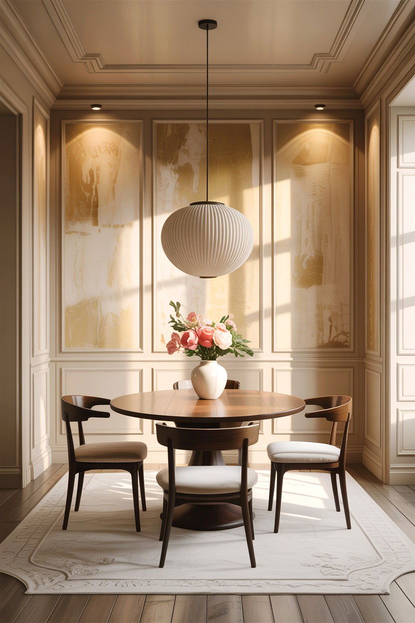 Cream Dining Room With Textured Walls - 30 warm cream dining room ideas