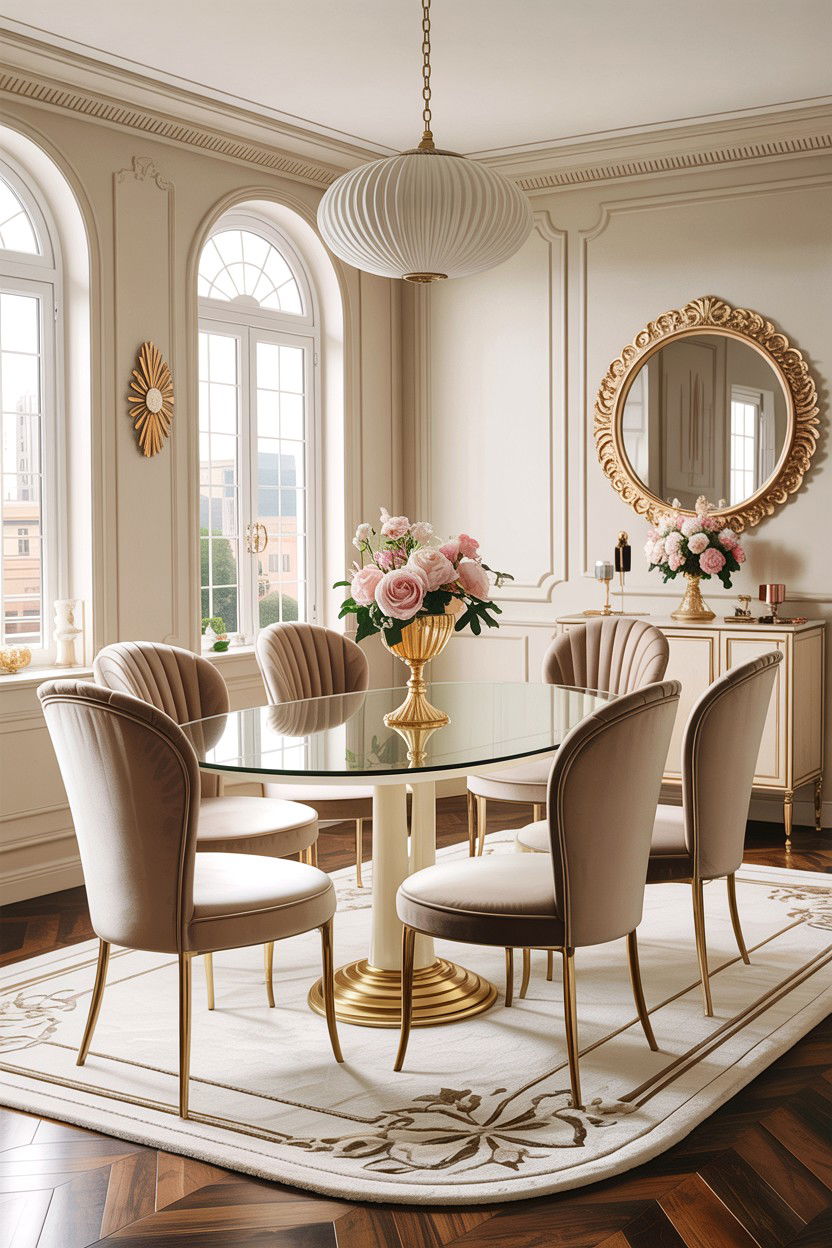 Cream Dining Room With Velvet Chairs - 30 warm cream dining room ideas