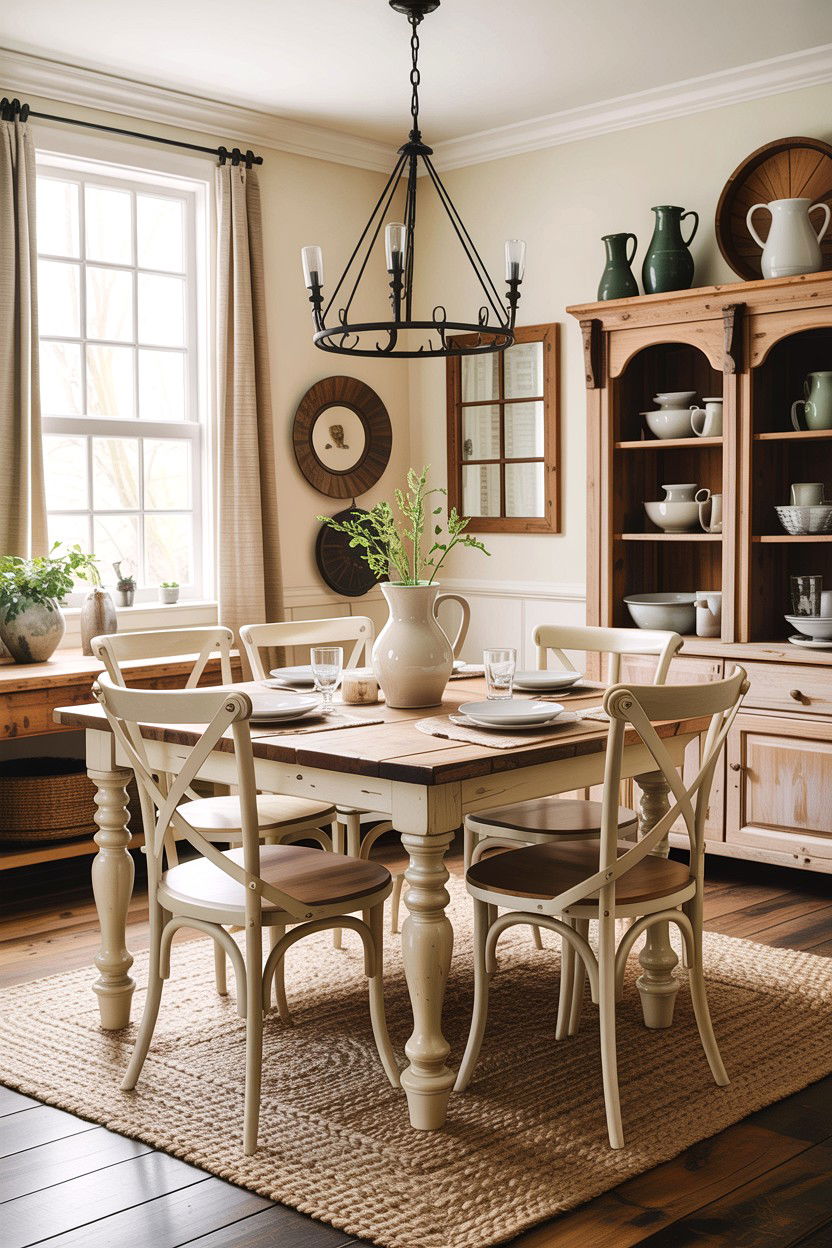 Cream Farmhouse Dining Room - 30 warm cream dining room ideas