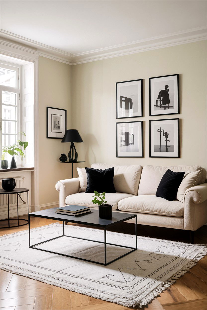 Cream Living Room With Black Accents - 30 scandinavian cream living room ideas