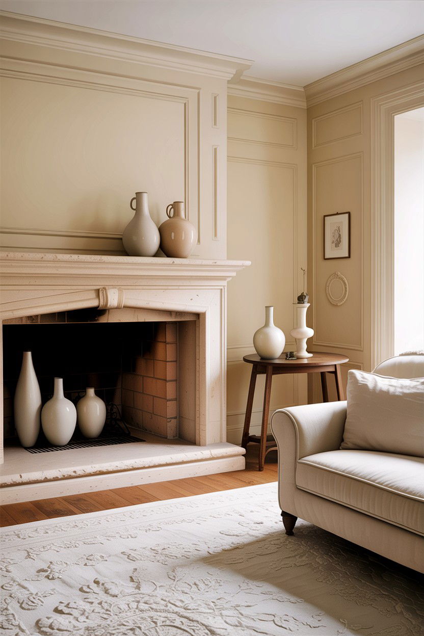 Cream Living Room With Stone Fireplace - 30 scandinavian cream living room ideas