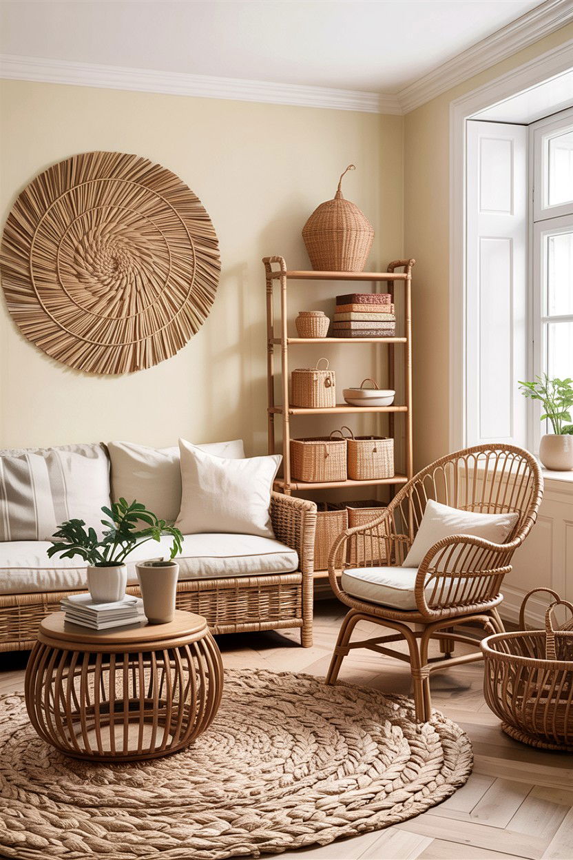 Cream Living Room With Woven Textures - 30 scandinavian cream living room ideas