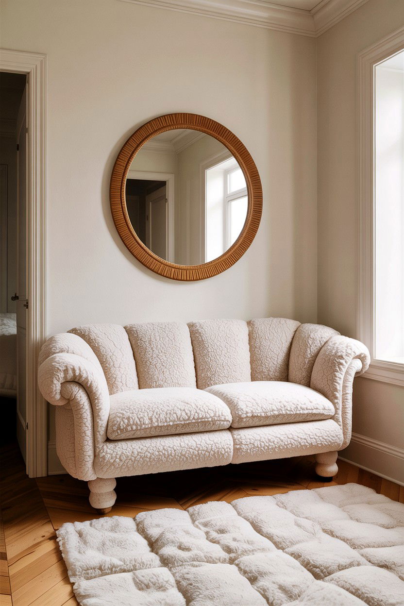 Cream Shearling Bench - 30 bedroom benches