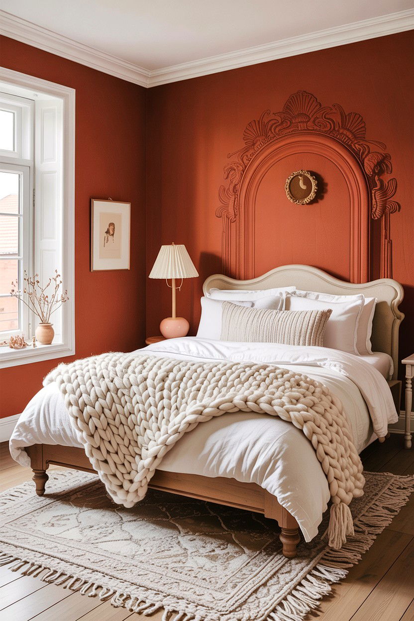 Cream and Terracotta Bedroom - 30 bedroom terracotta walls