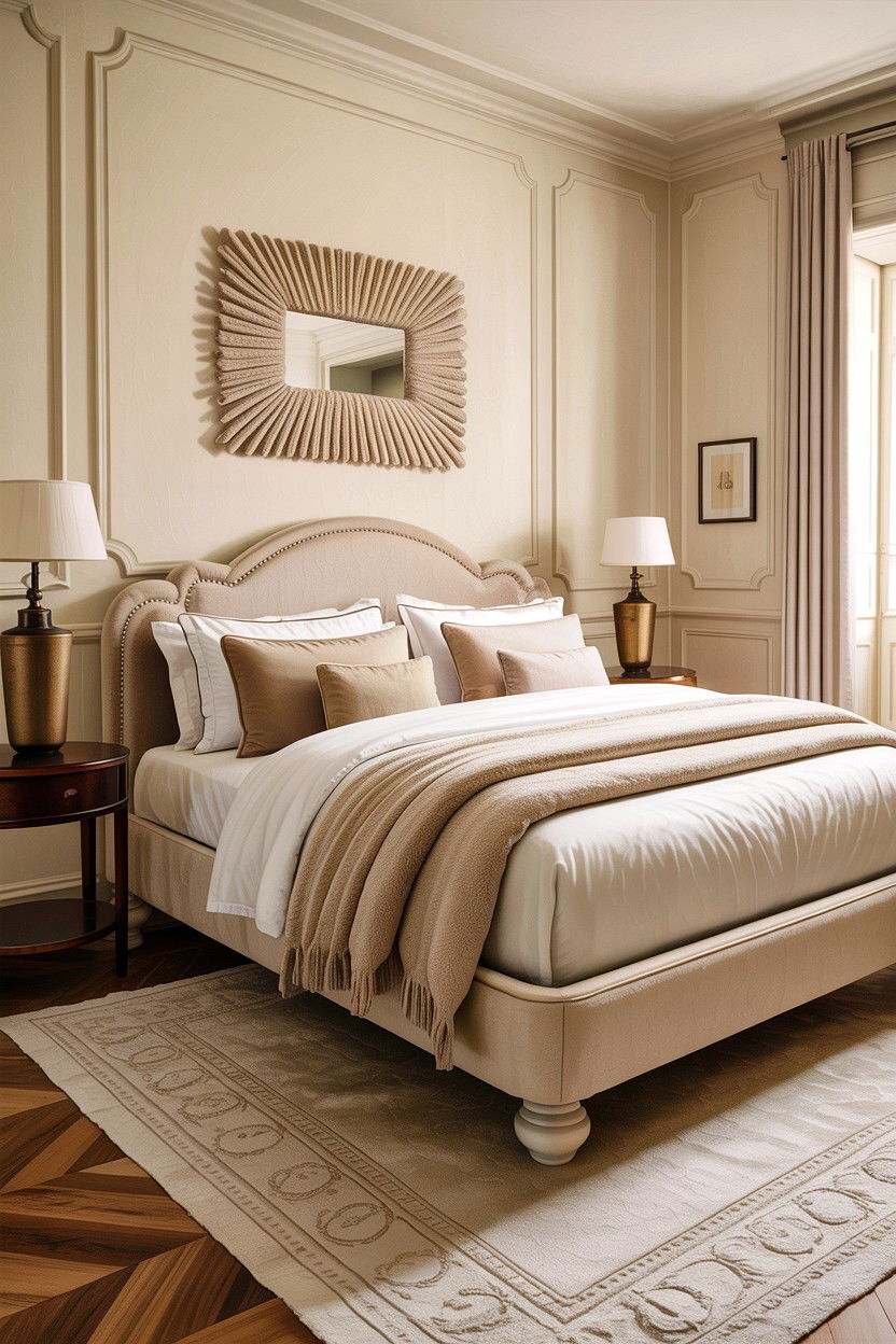 Cream and beige layered bedroom - 30 warm cream bedroom ideas