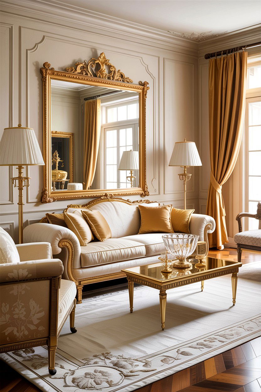 Cream and gold living room decor - 30 traditional cream living room ideas