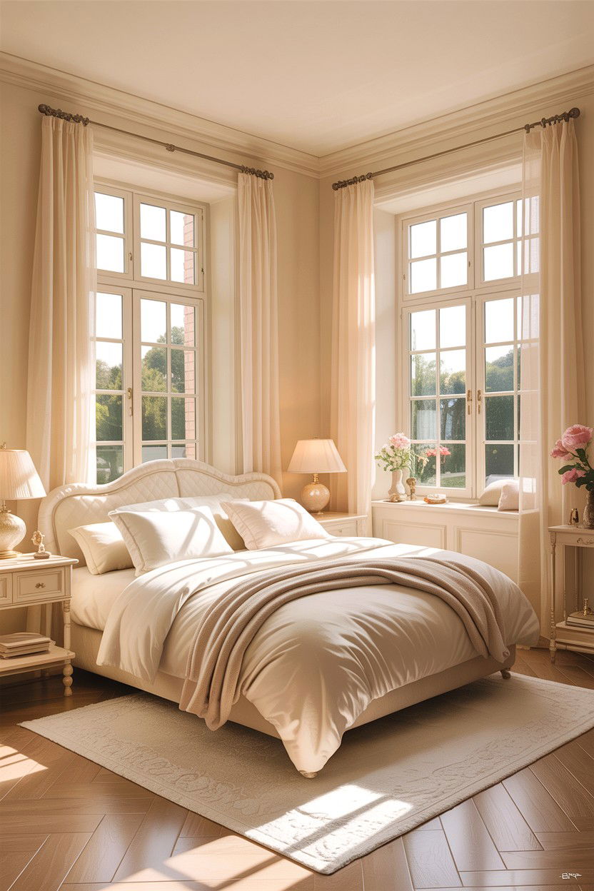 Cream bedroom with natural light - 30 warm cream bedroom ideas