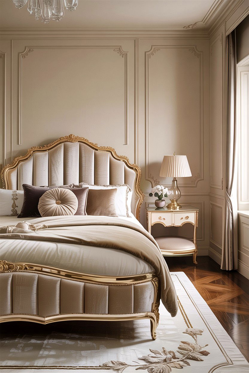 Cream bedroom with velvet accents - 30 warm cream bedroom ideas