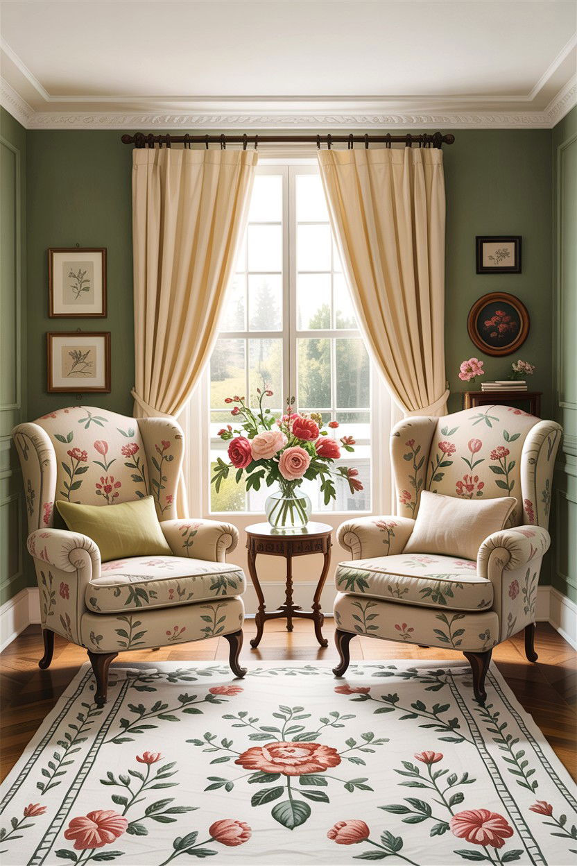Cream living room with floral patterns - 30 traditional cream living room ideas