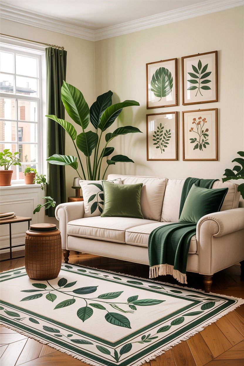 Cream living room with green accents - 30 traditional cream living room ideas