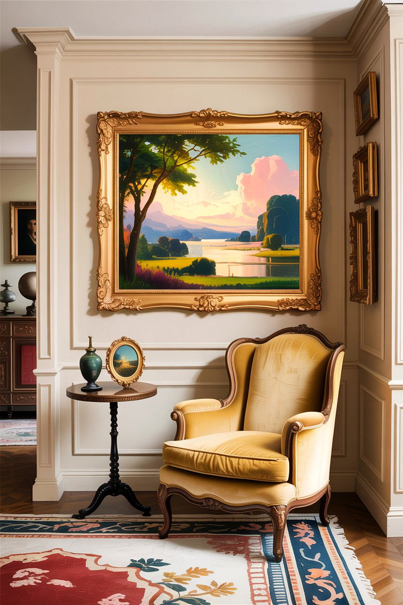 Cream living room with oil paintings - 30 traditional cream living room ideas