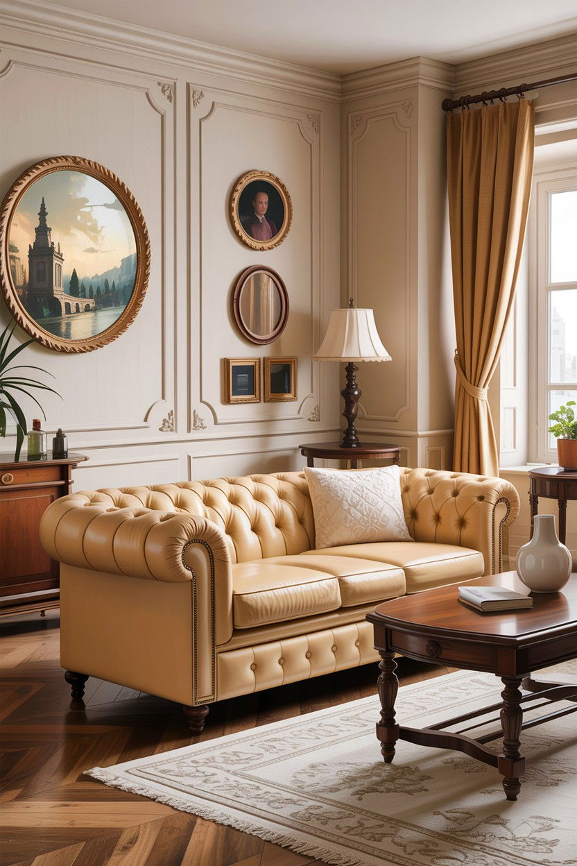 Cream living room with tufted furniture - 30 traditional cream living room ideas