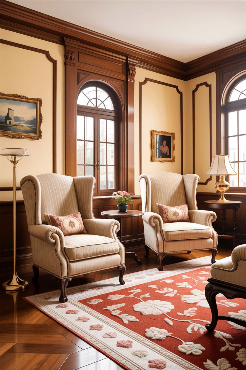 Cream living room with wingback chairs - 30 traditional cream living room ideas