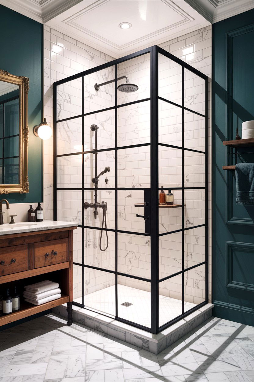 Crittall Shower Screen - 30 bathroom architectural detail ideas