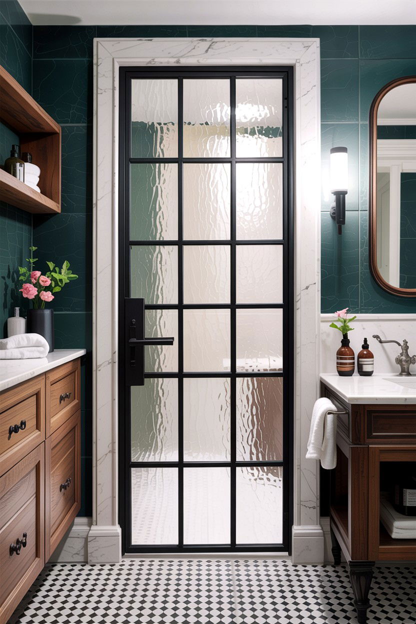 Crittall style bathroom door - 30 bathroom door statement ideas
