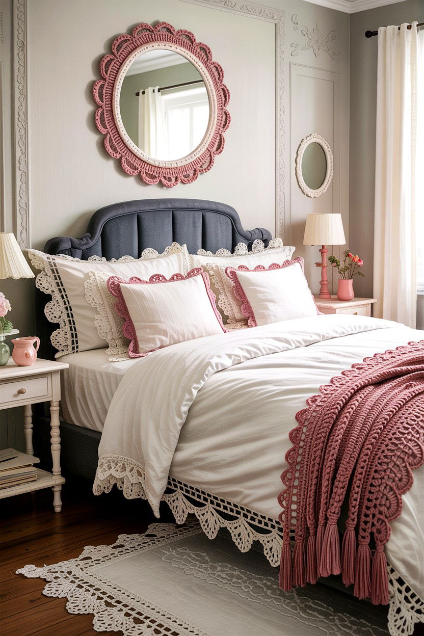 Crocheted Lace Detail Bedroom - 30 handcrafted bedroom ideas
