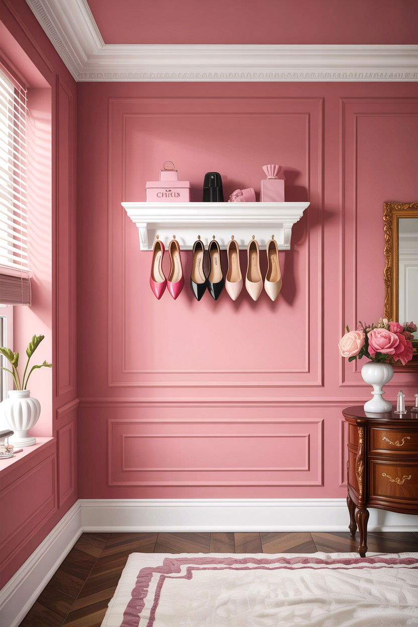 Crown Molding Shoe Display - 30 bedroom shoe storage ideas