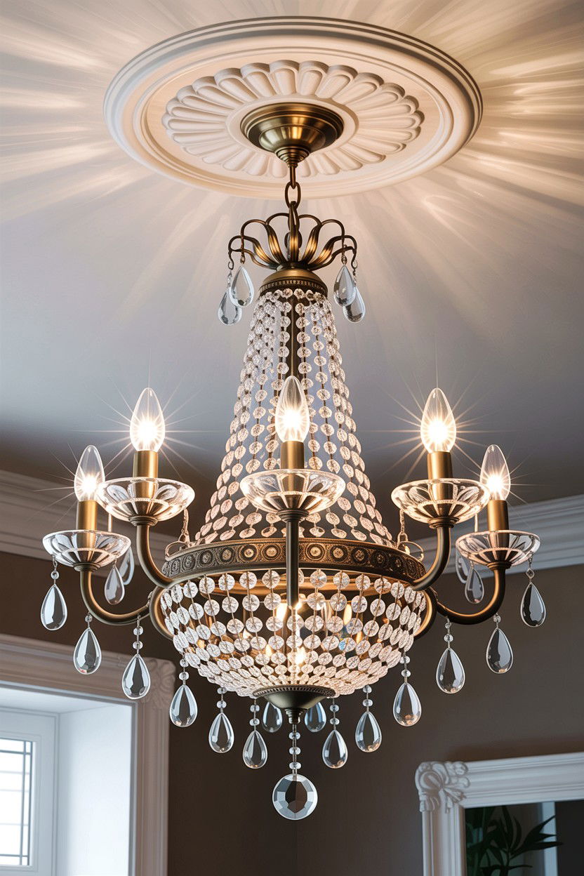 Crystal Chandelier Lighting - 30 French shabby chic bedroom ideas