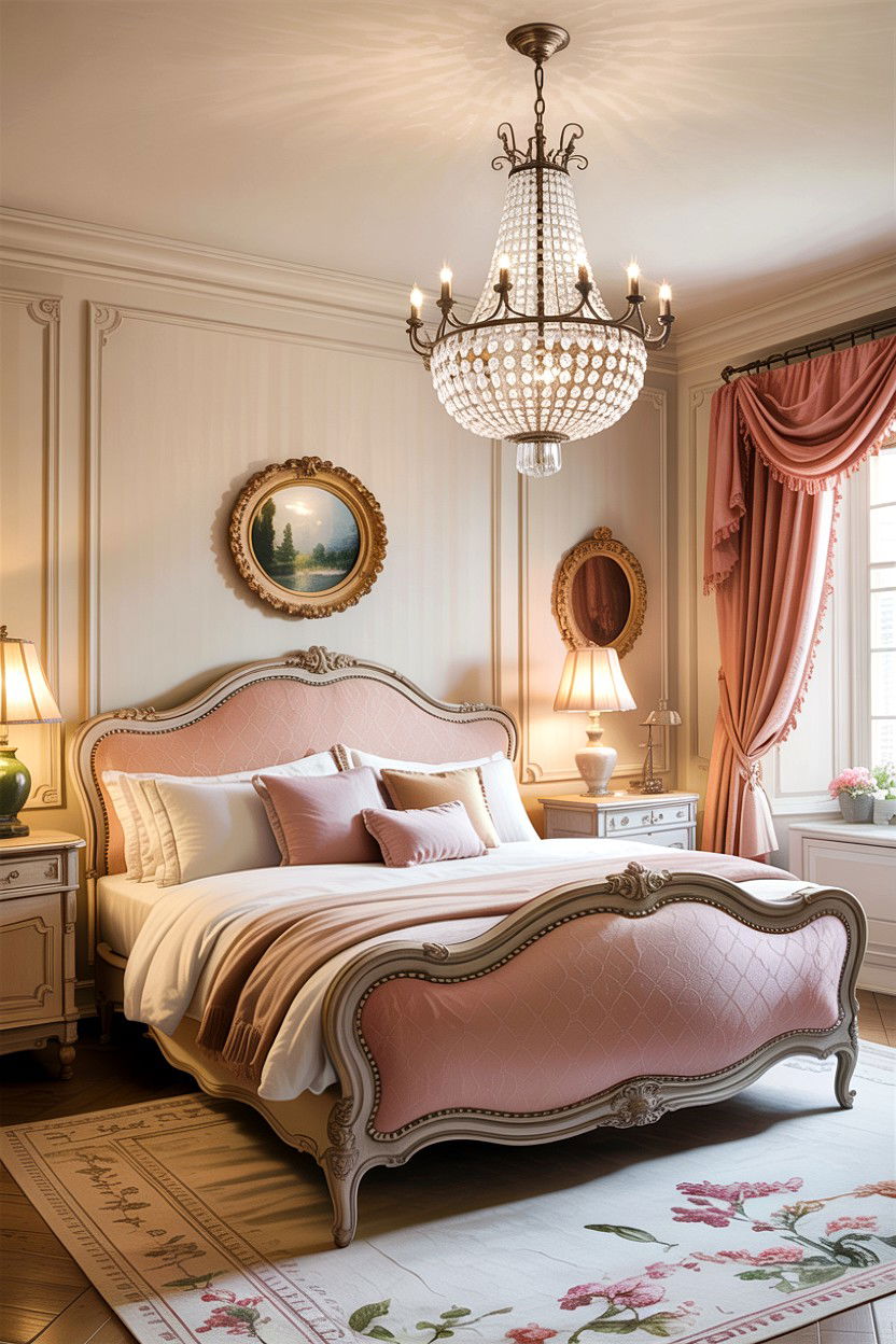 Crystal Chandelier Lighting - 30 French country bedroom ideas