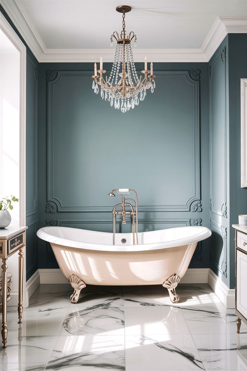 Crystal chandelier - 30 antique bathroom ideas