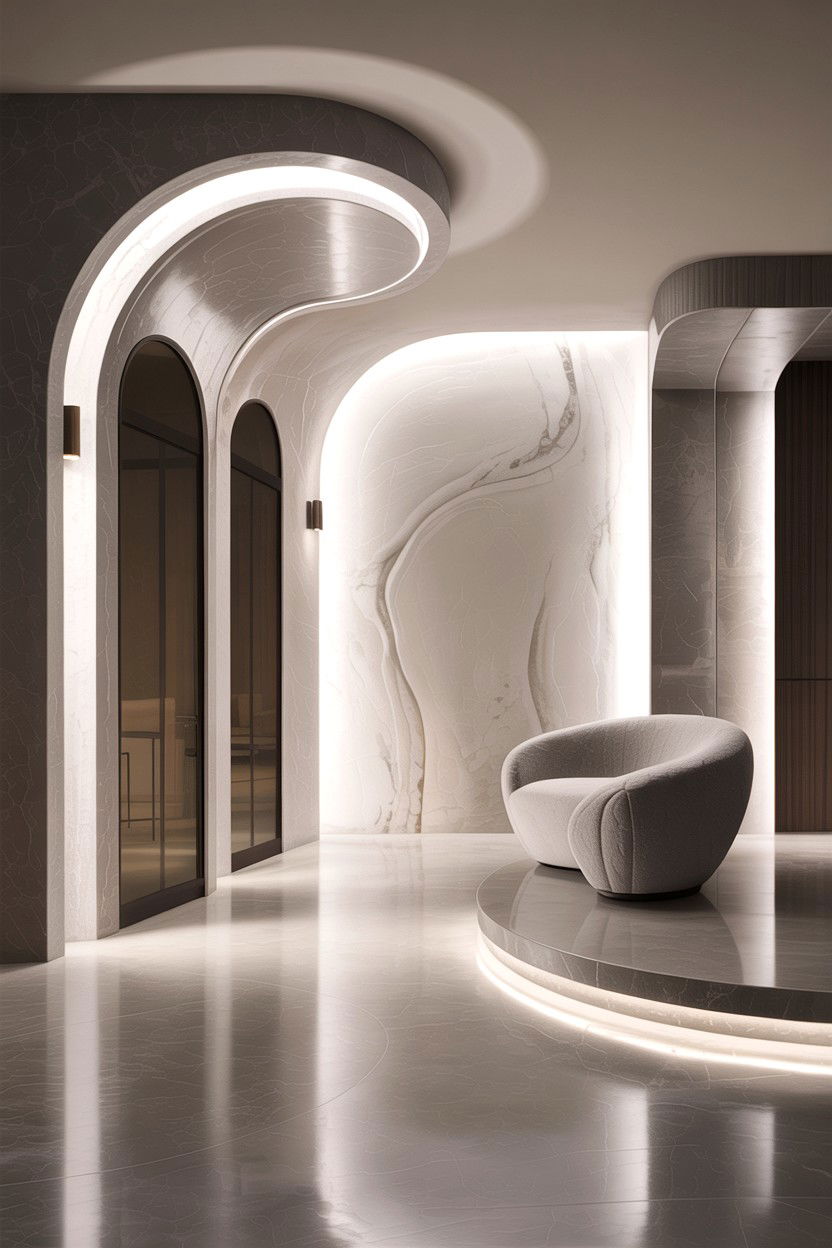 Curved Edge Cove - 30 living room cove ceiling ideas