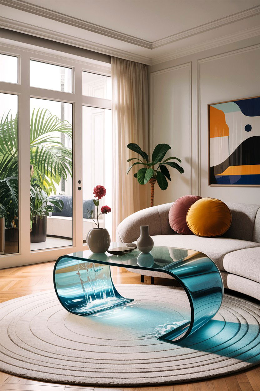 Curved Glass Coffee Table - 30 living room glass coffee tables