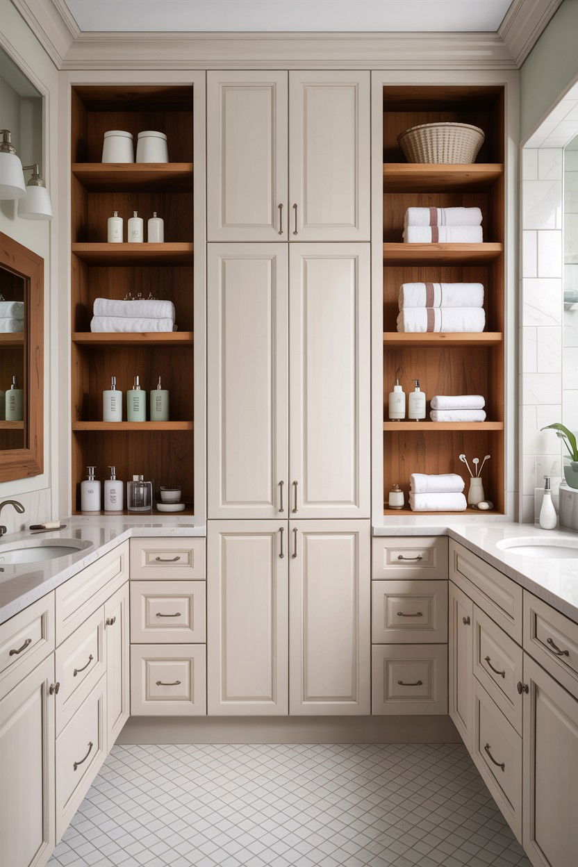 Custom Bathroom Storage - 30 custom home bathroom ideas