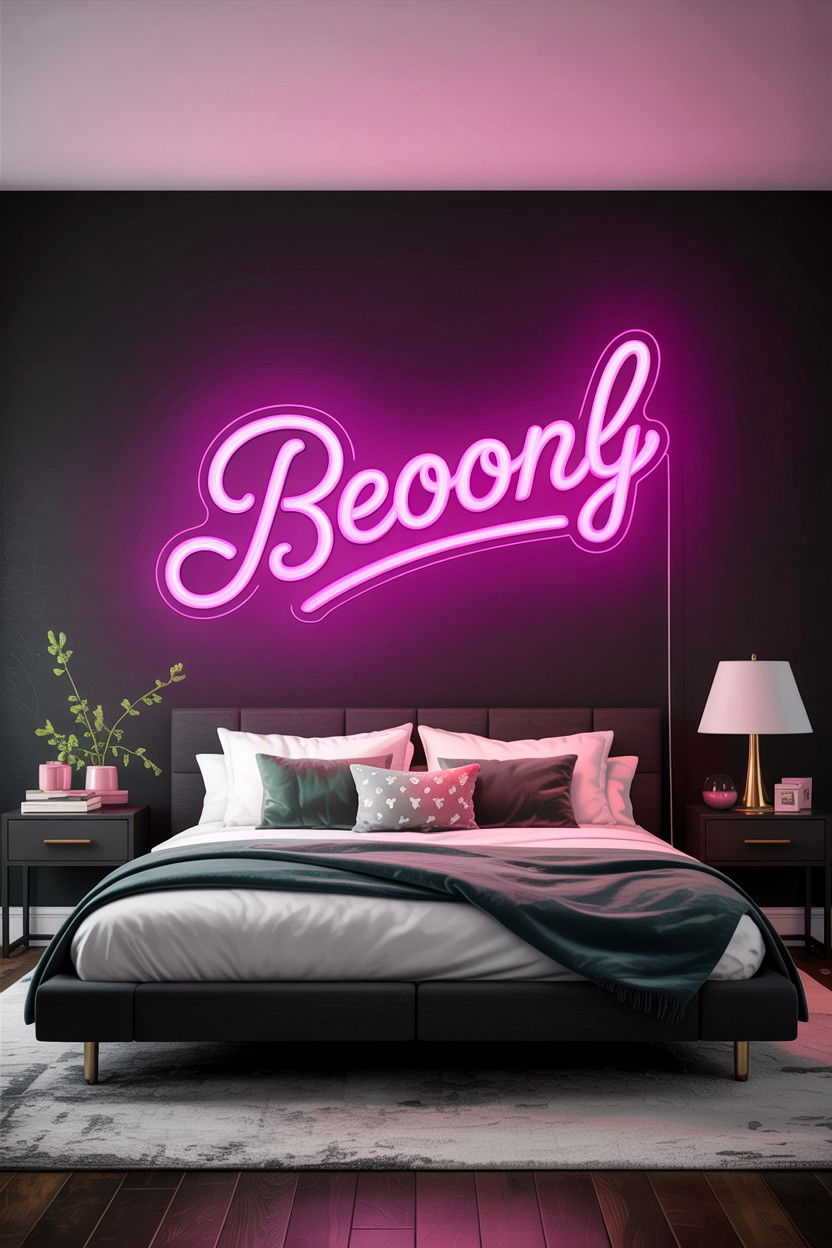 Custom Bedroom Neon Sign - 30 dramatic bedroom ideas
