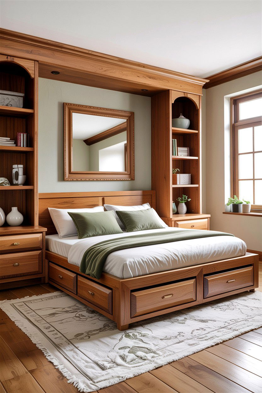 Custom Built Platform Bed - 30 bedroom concealed storage ideas