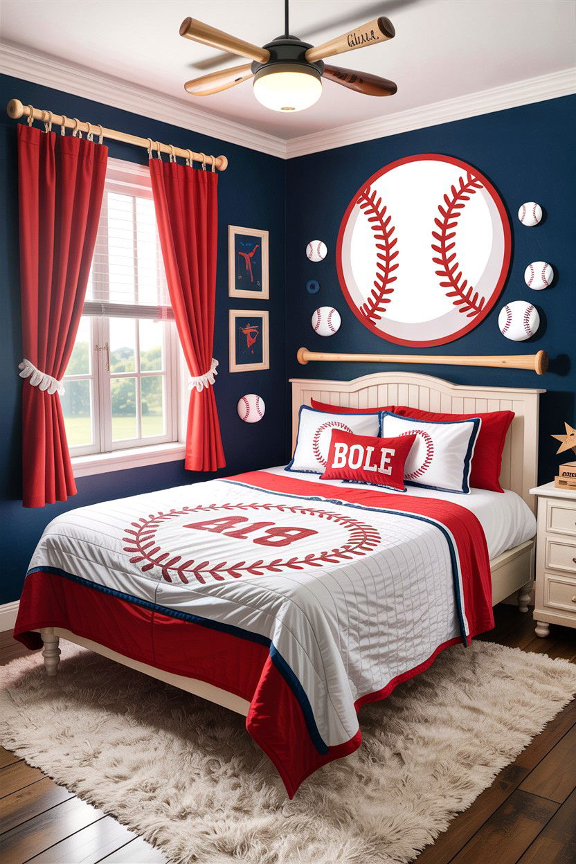 DIY Baseball Bedroom - 30 baseball bedroom ideas