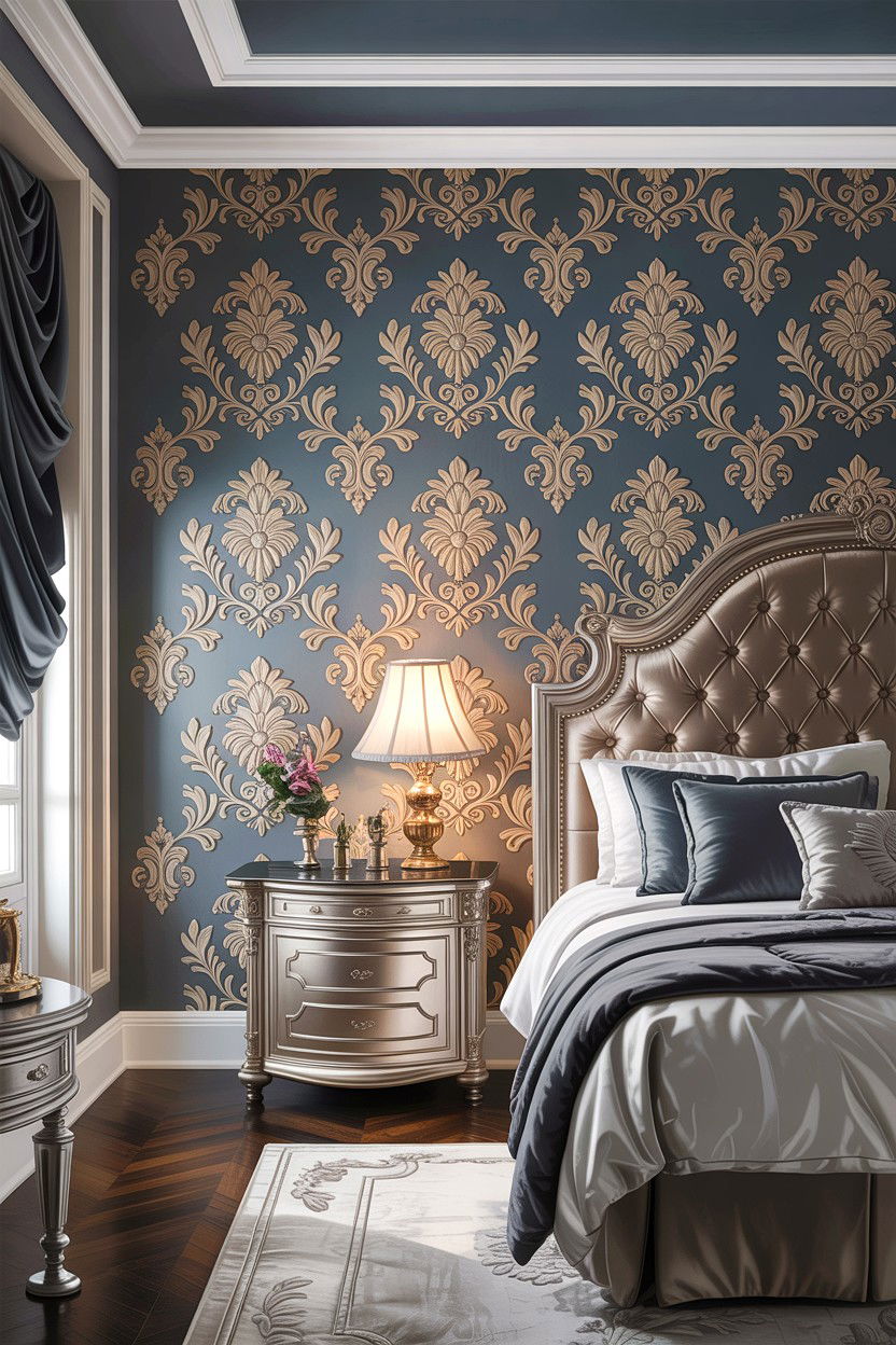 Damask Embossed Wallpaper - 30 bedroom textured wallpapers