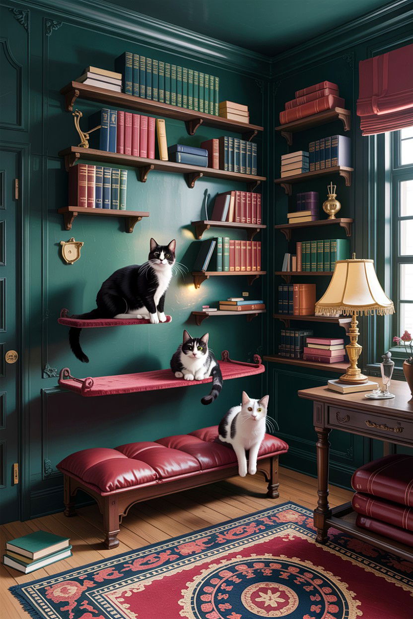 Dark Academia Cat Room - 30 cat bedroom ideas