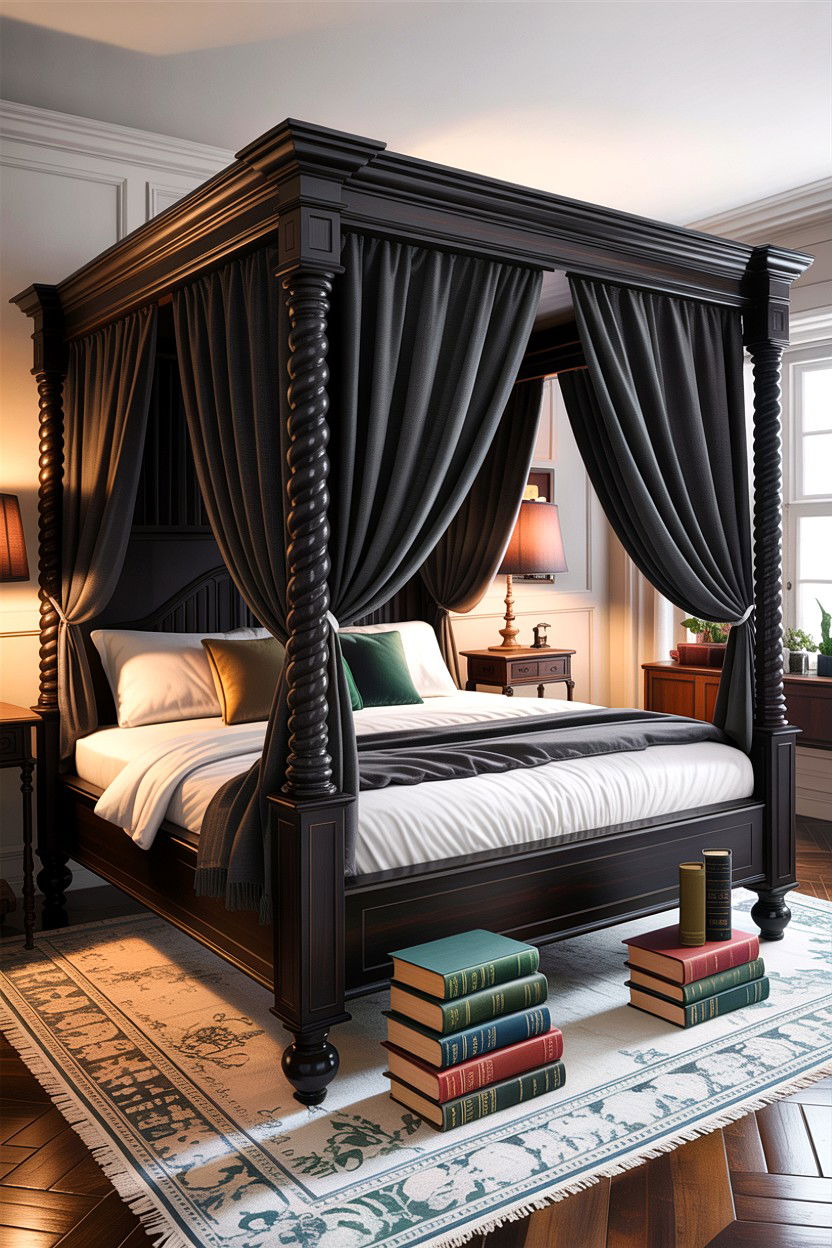 Dark Academia Style Canopy Bed - 30 canopy bed ideas