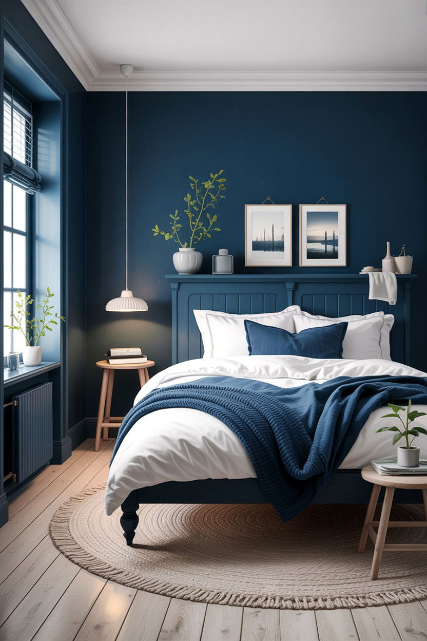 Dark Blue Scandinavian Bedroom - 30 scandinavian blue bedroom ideas