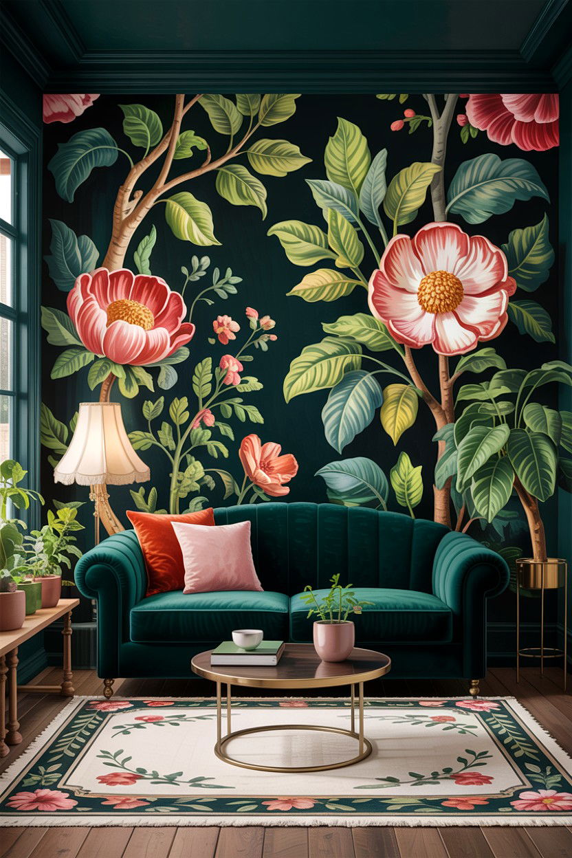 Dark Botanical Living Room - 30 gothic living room ideas