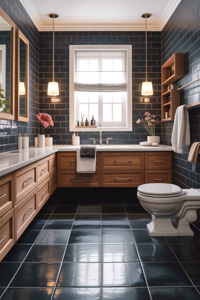 Dark Charcoal Floor Tile - 30 heated bathroom floor ideas
