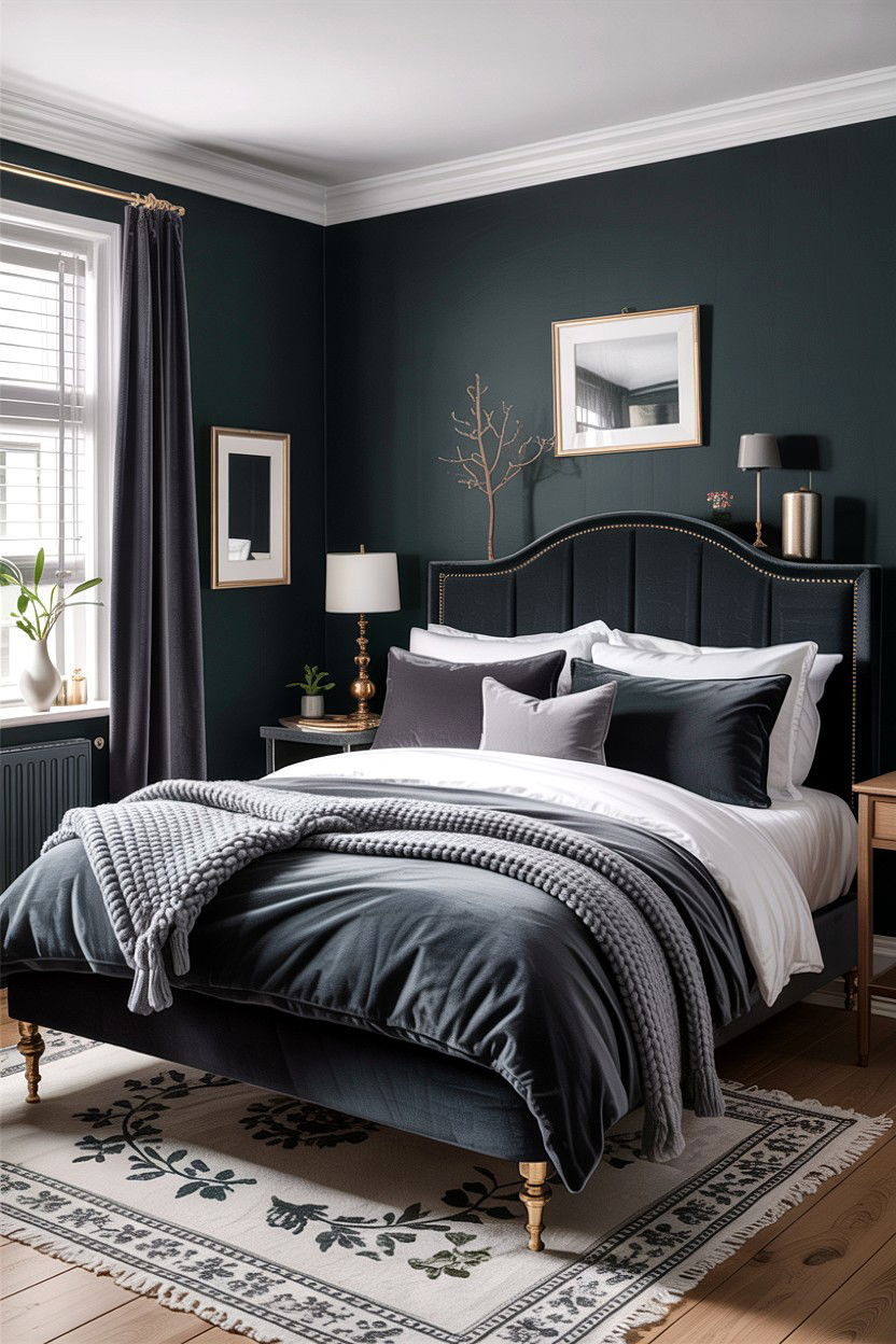 Dark Charcoal Scandinavian Bedroom - 30 scandinavian black bedroom ideas