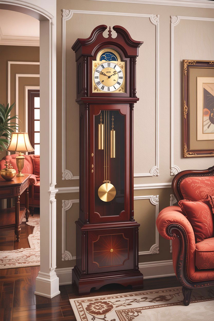 Dark Cherry Grandfather Clock - 30 living room grandfather clocks
